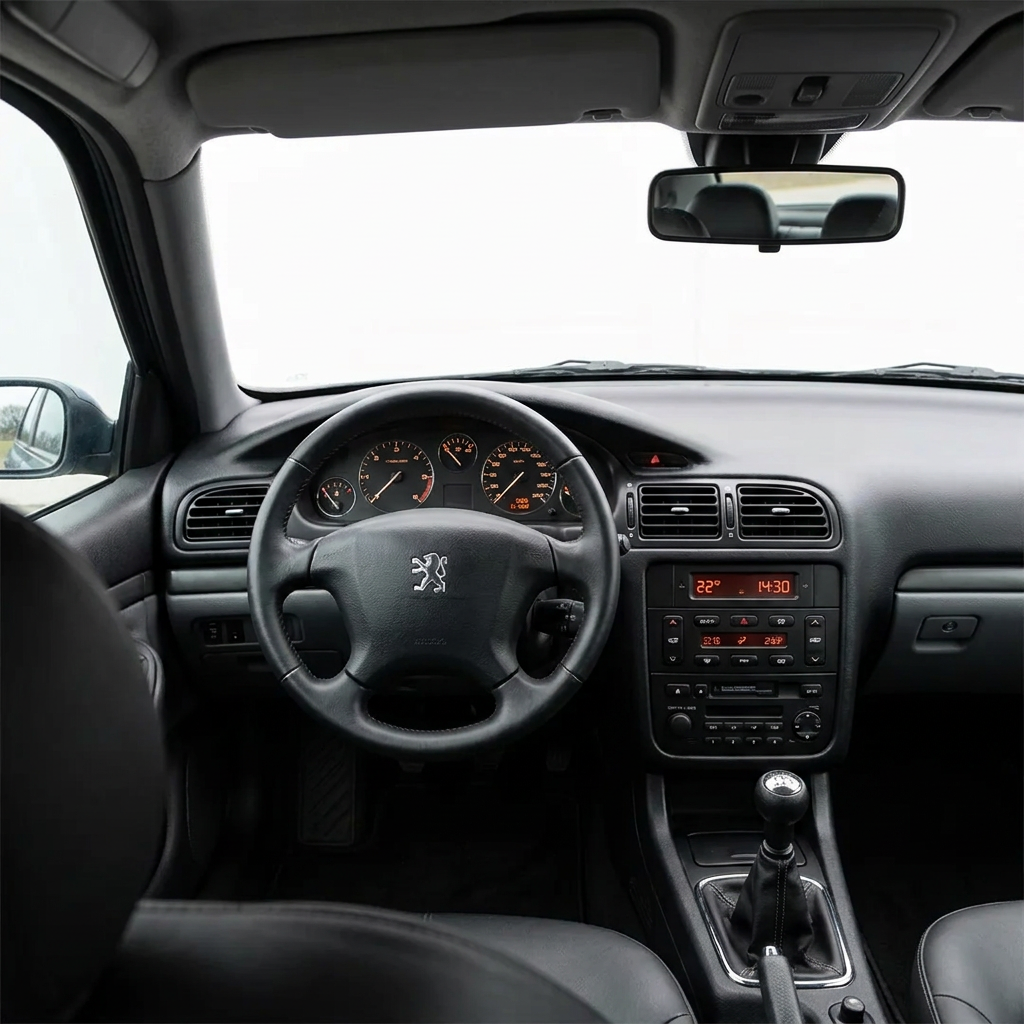 Pommeau de vitesse Peugeot 406, vue intérieure de l'habitacle Image