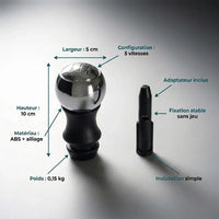 Dimensions et finition du pommeau de vitesse chromé 206 CC