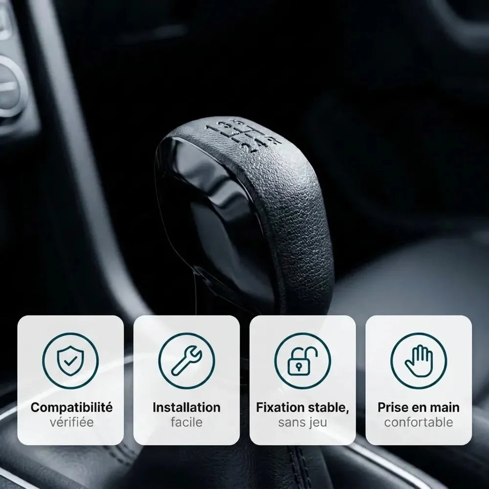 Pommeau de vitesse 207 installé : compatibilité vérifiée, fixation stable et prise en main confortable