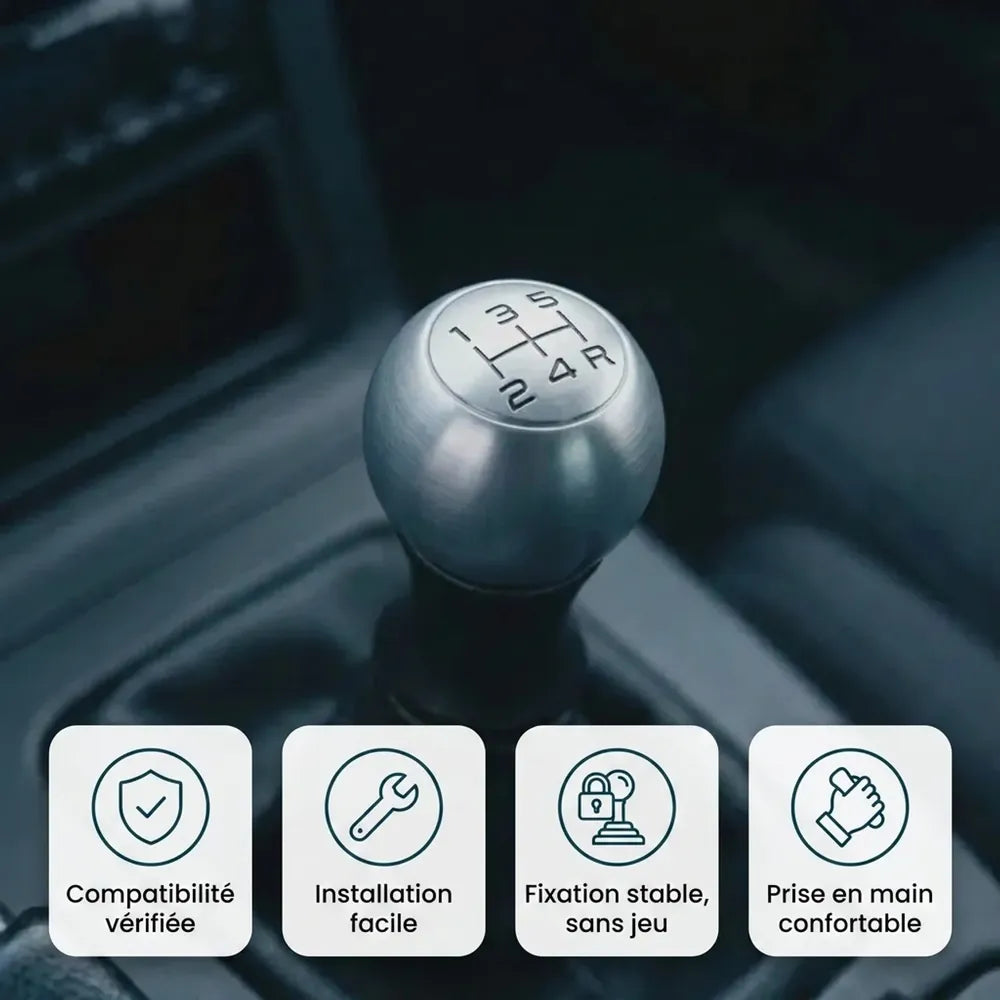 Pommeau de vitesse mat 207 — détail et finition satinée