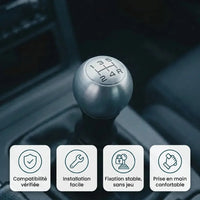 Pommeau de vitesse mat 207 — détail et finition satinée