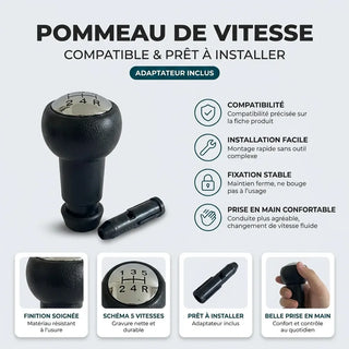 Pommeau de vitesse 207 noir, points forts