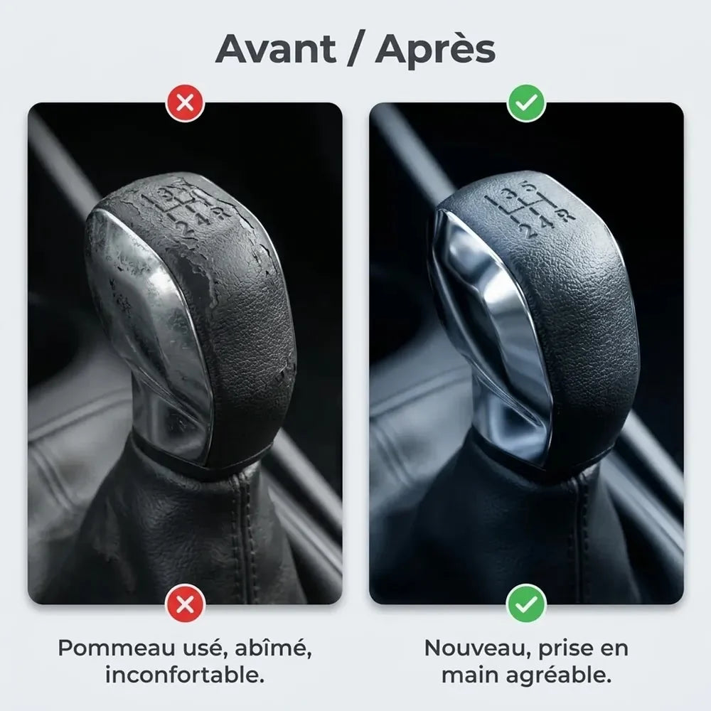 Comparatif avant/après entre l'ancien pommeau usé et le nouveau pommeau 3008