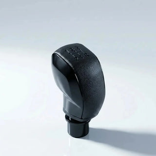 Pommeau de vitesse en cuir noir 3008, vue de profil sur fond blanc