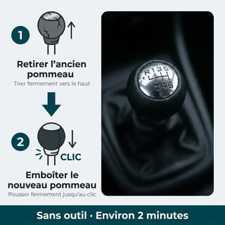 Étapes d'installation du pommeau de vitesse simili-cuir 3008, sans garage