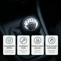 Pommeau de vitesse simili-cuir 3008 installé : compatibilité vérifiée, fixation stable et prise en main confortable