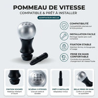 Compatibilité et caractéristiques du pommeau de vitesse mat 306