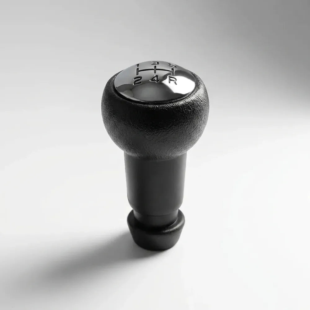Pommeau de vitesse 406 noir, vue inclinée sur fond blanc