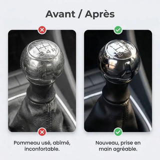 Comparatif avant/après du pommeau de vitesse chromé Berlingo