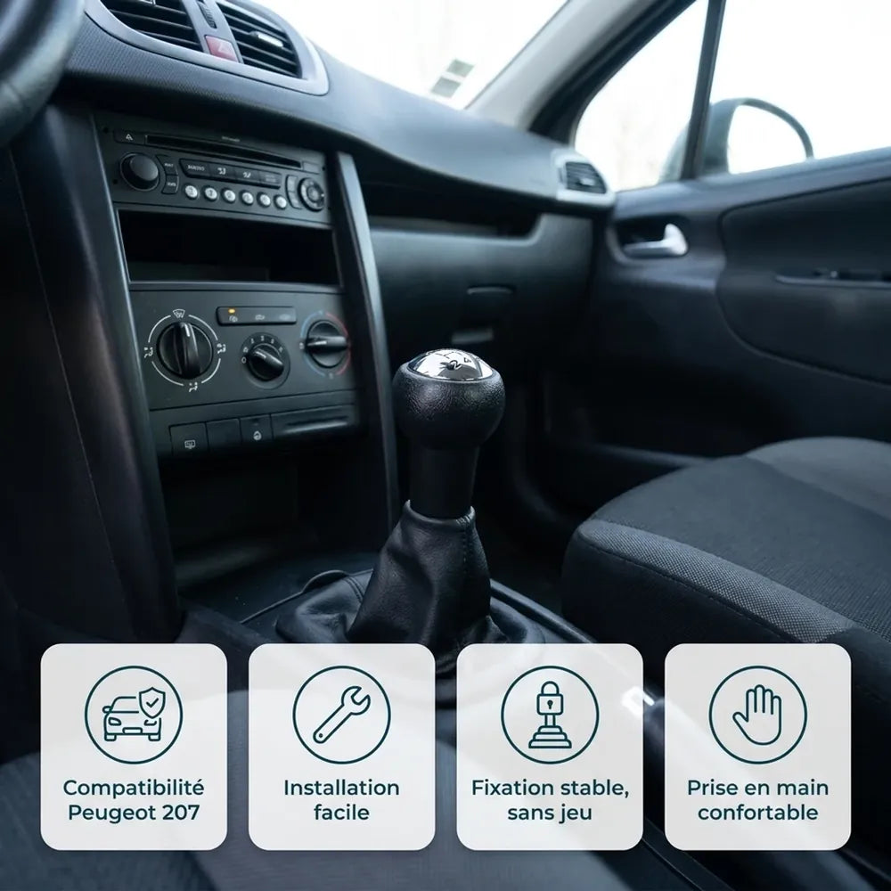Pommeau de vitesse C3 noir, rendu dans l'habitacle