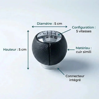 Fiche technique du pommeau de vitesse simili-cuir C4 : dimensions, matériau et connecteur intégré