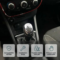 Pommeau de vitesse chromé Clio 4 installé : compatibilité vérifiée, fixation stable et prise en main confortable