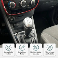 Pommeau de vitesse mat Clio 4 installé : compatibilité vérifiée, fixation stable et prise en main confortable