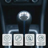 Pommeau de vitesse Kangoo 2 à couture bleue, compatibilité et fixation vérifiées