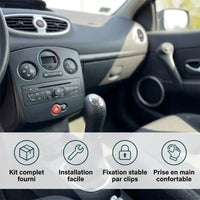 Kit pommeau et soufflet installé : kit complet fourni, installation facile, fixation stable par clips, prise en main confortable