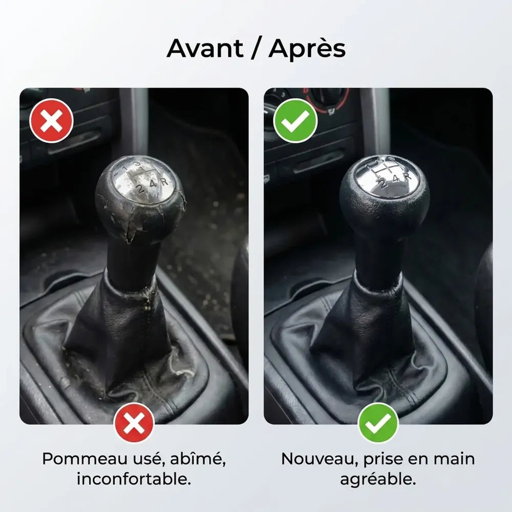 Pommeau de vitesse Partner 2 noir, comparaison avant et après installation