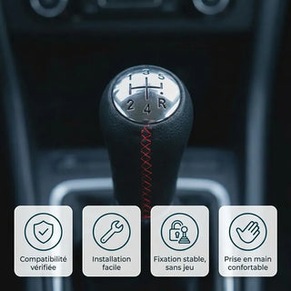 Pommeau de vitesse Sandero à couture rouge, compatibilité et fixation vérifiées