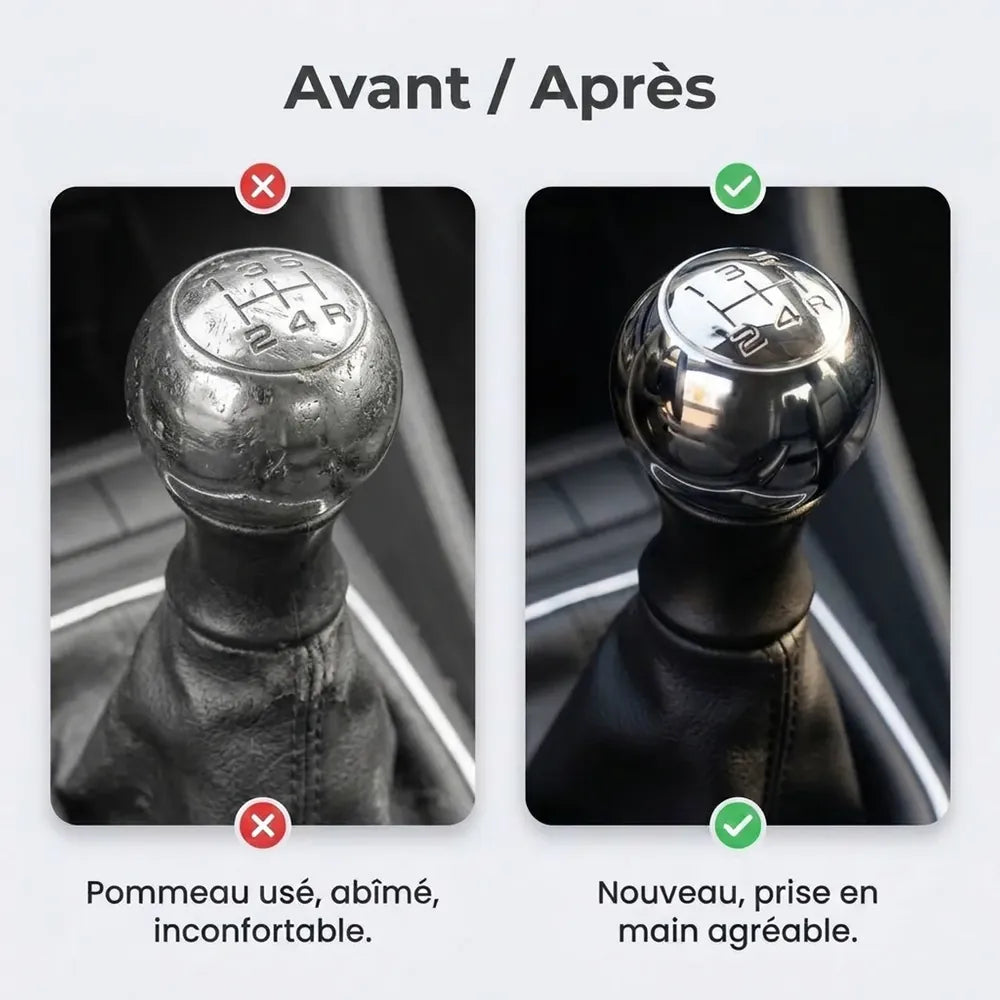 Comparatif avant/après du pommeau de vitesse chromé Saxo