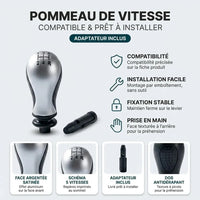 Pommeau de vitesse chromé galbé Xsara Picasso, adaptateur inclus : compatibilité, installation facile et fixation stable