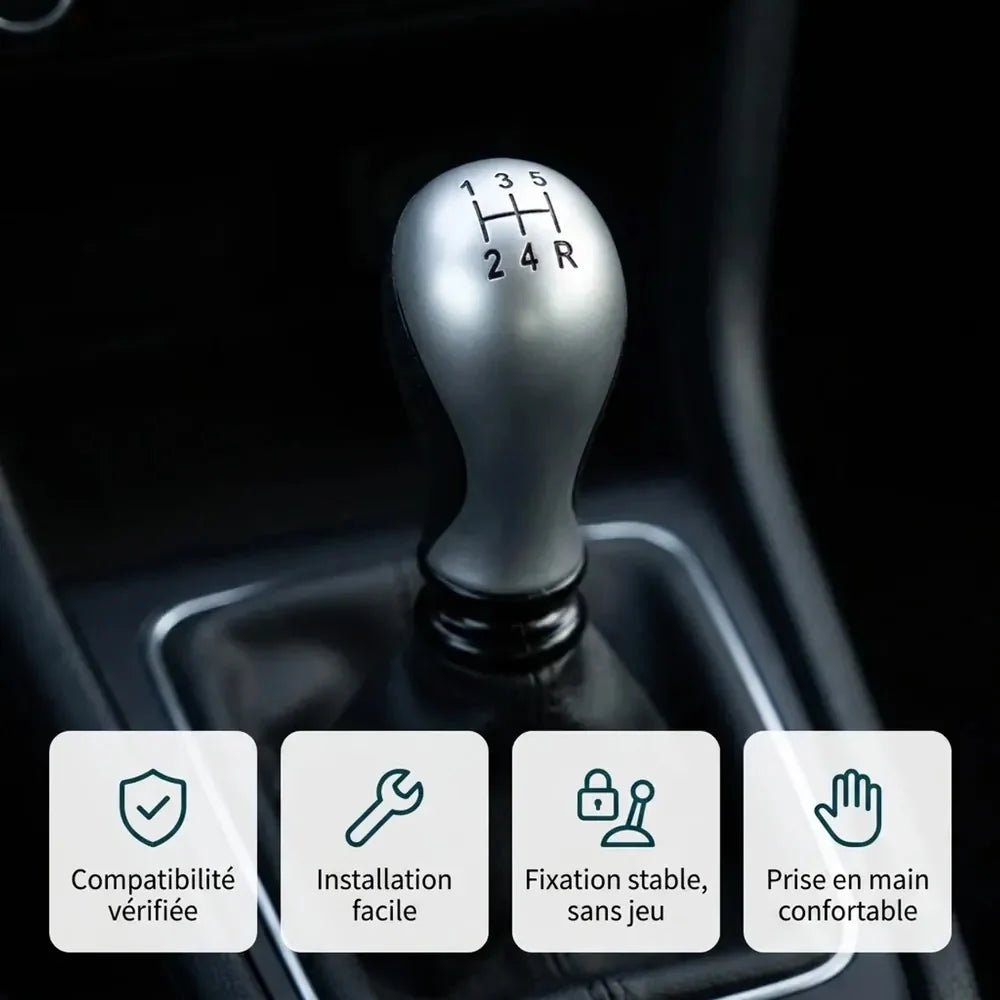 Pommeau de vitesse chromé galbé Xsara Picasso installé : compatibilité vérifiée, fixation stable et prise en main confortable