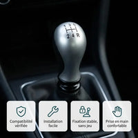Pommeau de vitesse chromé galbé Xsara Picasso installé : compatibilité vérifiée, fixation stable et prise en main confortable