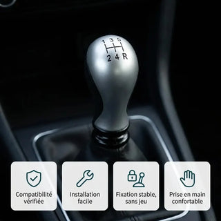 Pommeau de vitesse chromé galbé Xsara Picasso installé : compatibilité vérifiée, fixation stable et prise en main confortable
